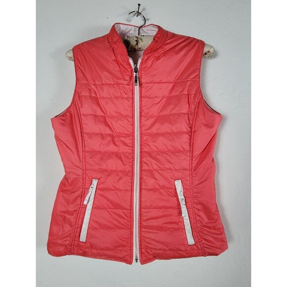 Saint James Women Full Zip Lightweight Reversible Vest Size 6 Red White Sailboat - Picture 3 of 8